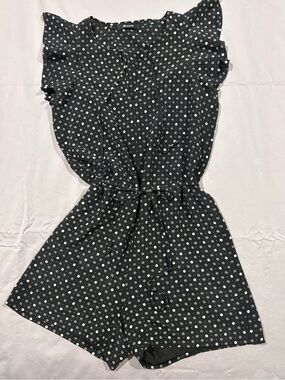 Madewell 100% Silk Black Tie-Waist Romper